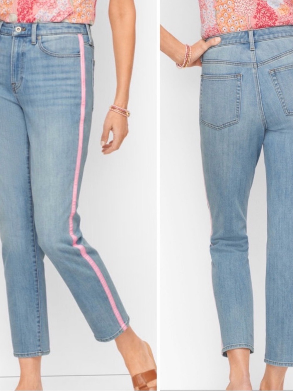 Talbots Modern Ankle Jeans Embellished Amalfi Wash Size 8